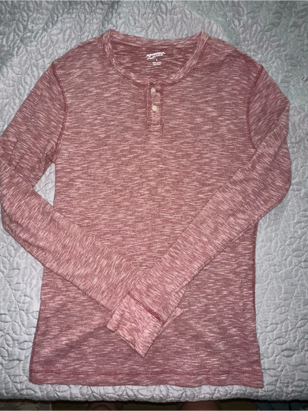 Arizona Jean Company Heathered Mauve Long Sleeve Henley